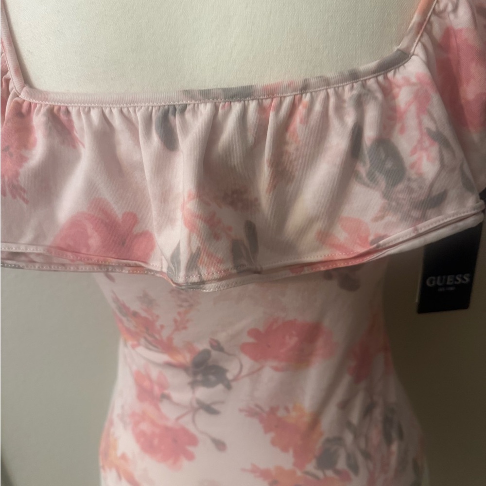Guess Light Pink Floral Ruffle Top - Picture 3 of 7